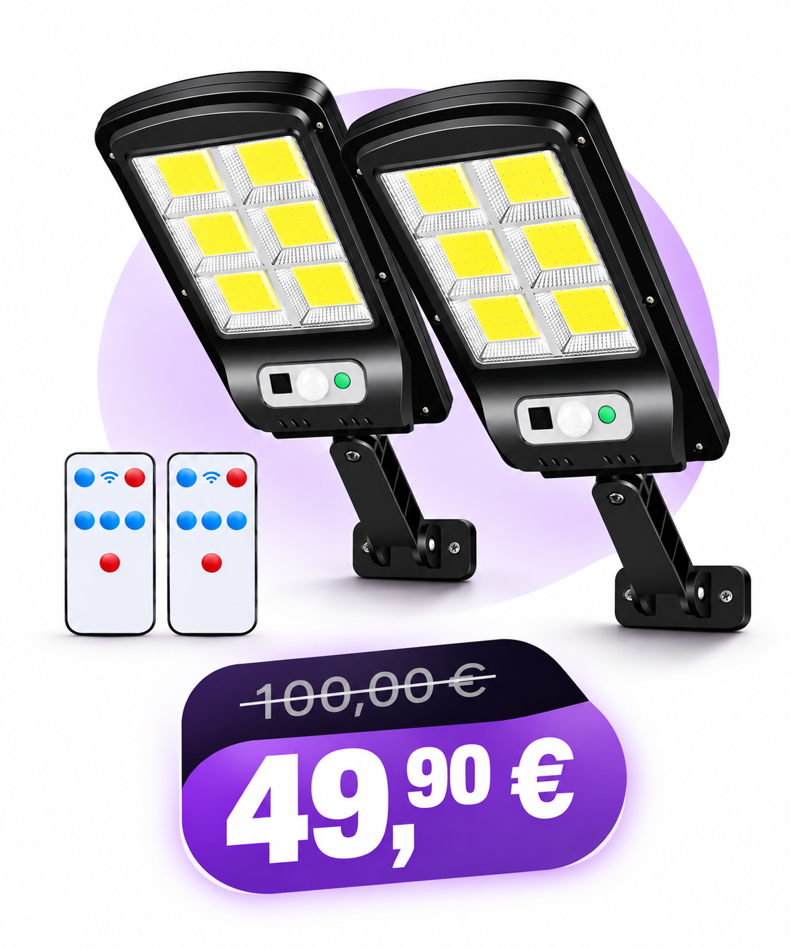 Lámpara Solar LED con Sensor de Movimiento y Mando