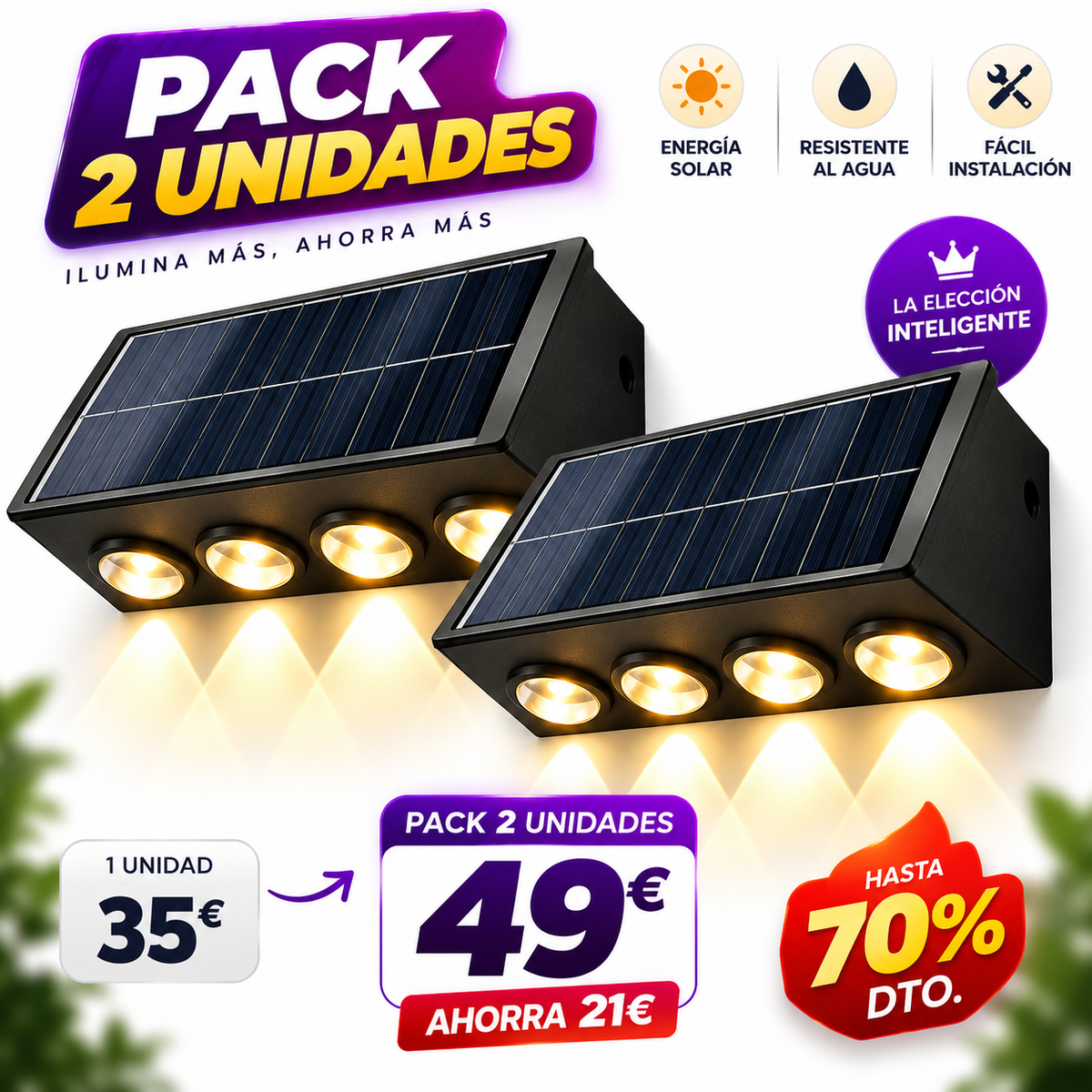 Lámpara Solar de Pared LED