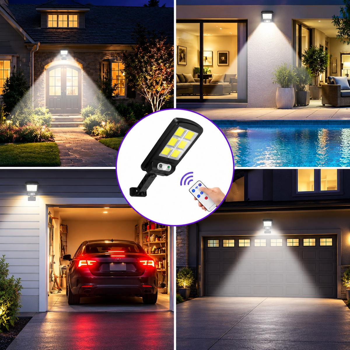 Lámpara Solar LED con Sensor de Movimiento y Mando